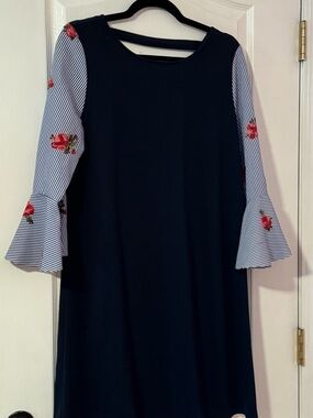 AGB Navy Blue classic Dress with Subtle White Logo Stitching